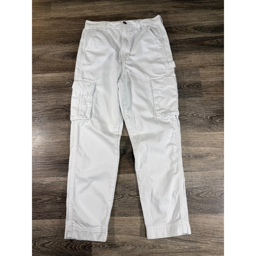 American Eagle White Cargo Pants Womens 4‎ Short High Rise Straight Leg Utility